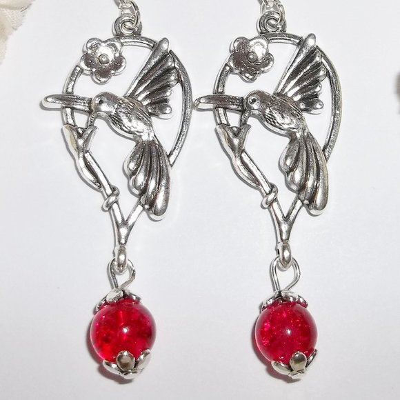 Hummingbird Earring Set Large Big Statement 4523 - Picture 7 of 8